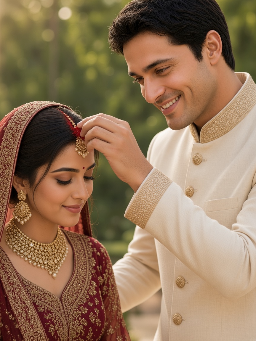 Groom Applying Sindoor