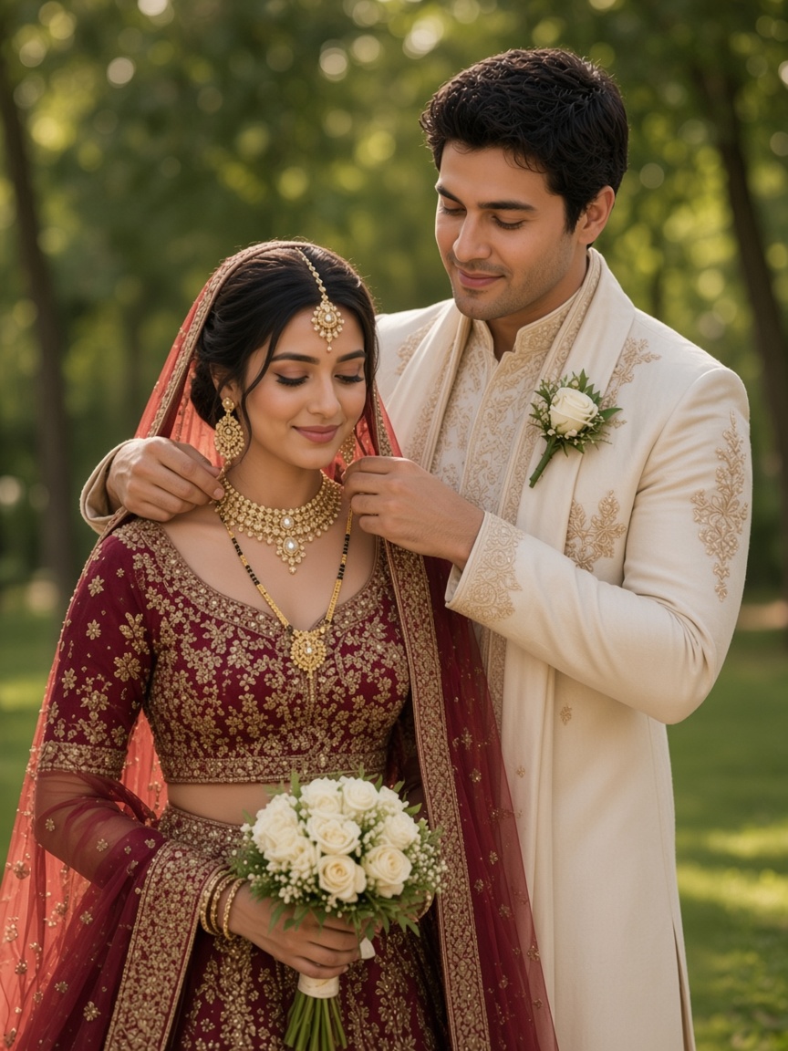 Groom Putting on the Mangalsutra